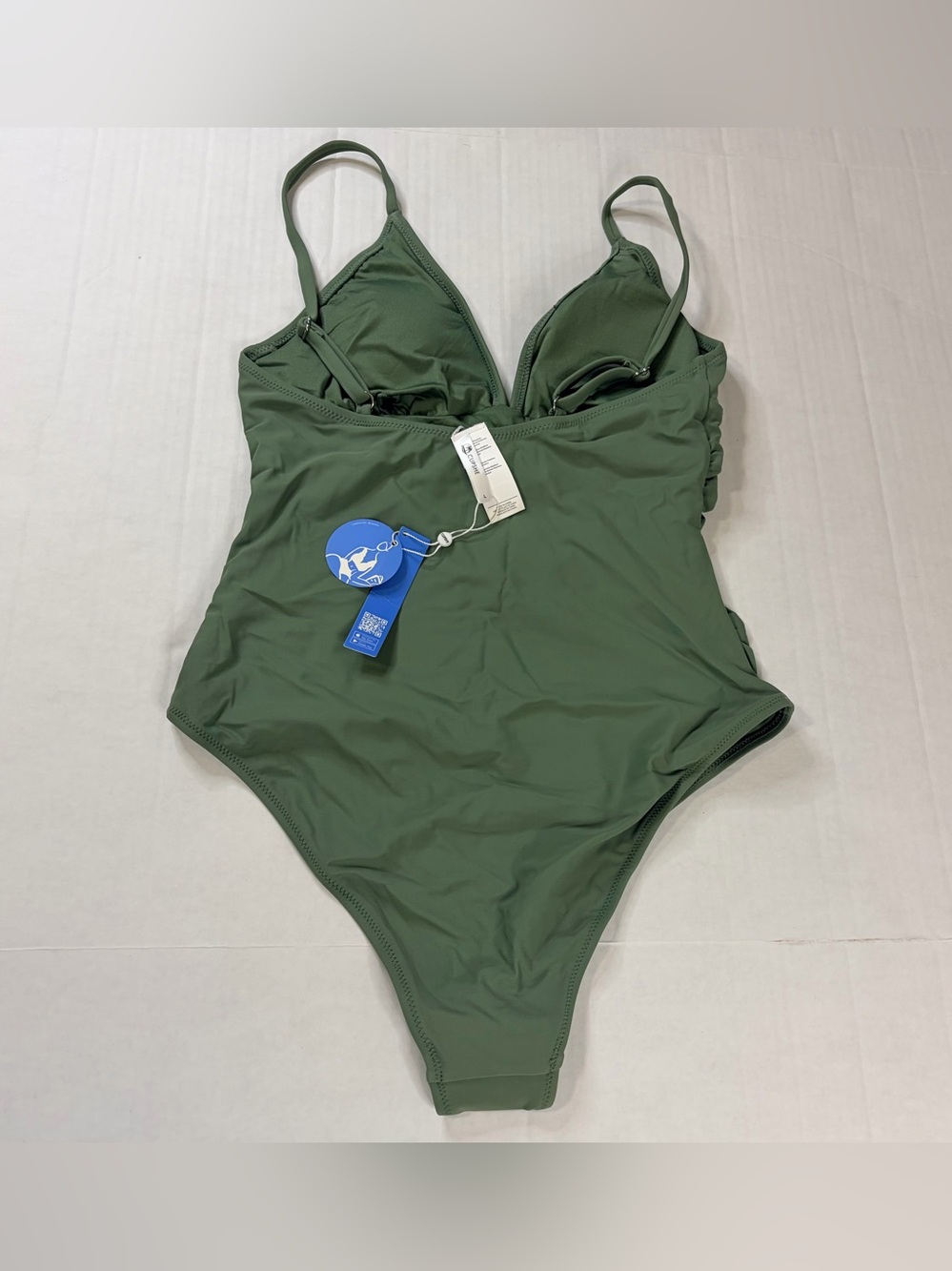 Cupshe Sage Green Ruched One-Piece Swimsuit - Picture 2 of 14